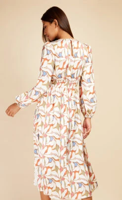 Little Mistress Leaf Print Blouson Sleeve Midaxi Dress -Occasion Couture Shop D33754R1A 4