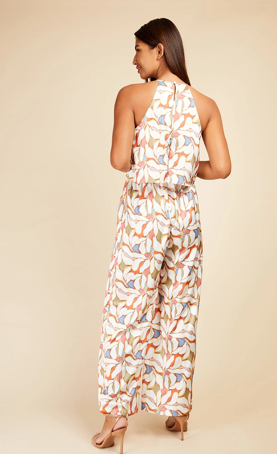 Little Mistress Leaf Print Overlay Jumpsuit 6 Little Mistress Leaf Print Overlay Jumpsuit - Image 4