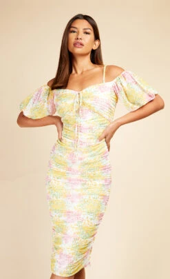 Little Mistress Blossom Ruched Bodycon Midi Dress -Occasion Couture Shop D33769C1A 2