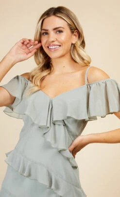 Little Mistress Waterlily Frill Cold Shoulder Midaxi Dress 8 Little Mistress Waterlily Frill Cold Shoulder Midaxi Dress -Occasion Couture Shop D33784R2A 3