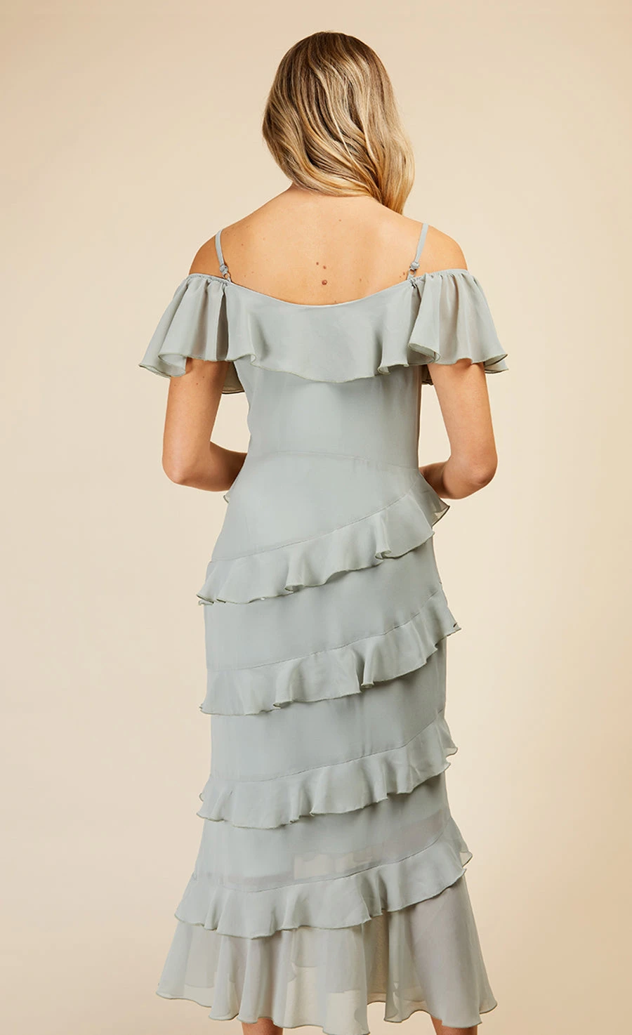 Little Mistress Waterlily Frill Cold Shoulder Midaxi Dress 6 Little Mistress Waterlily Frill Cold Shoulder Midaxi Dress - Image 4