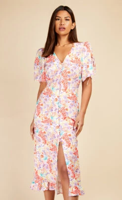 Little Mistress Floral Button Detail Midaxi Dress -Occasion Couture Shop D33789R1A 2