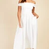 Little Mistress White Waffle Texture Bardot Midi Dress -Occasion Couture Shop D33800R1A 1