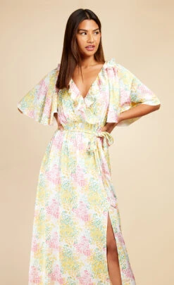 Little Mistress Blossom Frill Mock Wrap Maxi Dress -Occasion Couture Shop D33803D1A 2