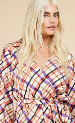 Little Mistress Check Wrap Top -Occasion Couture Shop D33842Q1A 3