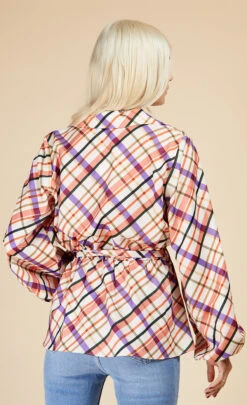 Little Mistress Check Wrap Top -Occasion Couture Shop D33842Q1A 4