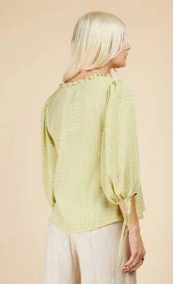 Little Mistress Chartreuse Check Button Detail Top -Occasion Couture Shop D33843Q1A 4