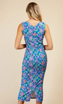 Little Mistress Blue Floral Print Crossover Neckline Midi Dress 11 Little Mistress Blue Floral Print Crossover Neckline Midi Dress -Occasion Couture Shop D33991C1A 4