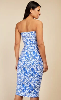 Little Mistress Blue Floral Print Bow Detail Bandeau Midi Dress -Occasion Couture Shop D33998C2B 4