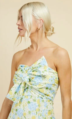 Little Mistress Lemon Floral Print Bow Detail Bandeau Maxi Dress -Occasion Couture Shop D33998D1A 3