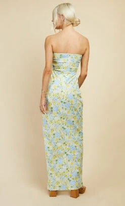 Little Mistress Lemon Floral Print Bow Detail Bandeau Maxi Dress -Occasion Couture Shop D33998D1A 4