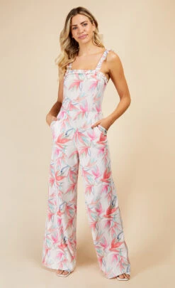 Little Mistress Floral Print Frill Detail Jumpsuit -Occasion Couture Shop D3399961A 1