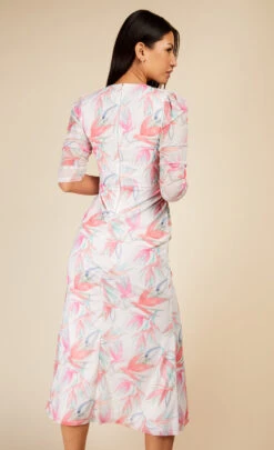 Little Mistress Floral Print Asymmetric Ruched Midi Dress -Occasion Couture Shop D34000R1A 4