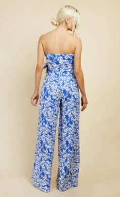 Little Mistress Blue Floral Print Frill Detail Jumpsuit -Occasion Couture Shop D3400161A blue 4 be313932 e189 4b2d a48f 8eadd1aff8cf