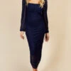 Little Mistress Navy Ruched Midi Bodycon Dress -Occasion Couture Shop D34002C3C 1