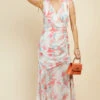 Little Mistress Floral Print Tie Detail Maxi Dress