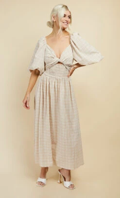 Little Mistress Beige Check Multiway Midi Dress 13 Little Mistress Beige Check Multiway Midi Dress -Occasion Couture Shop D34009R1A 2