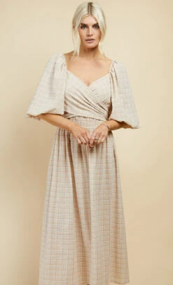 Little Mistress Beige Check Multiway Midi Dress 18 Little Mistress Beige Check Multiway Midi Dress -Occasion Couture Shop D34009R1A 8