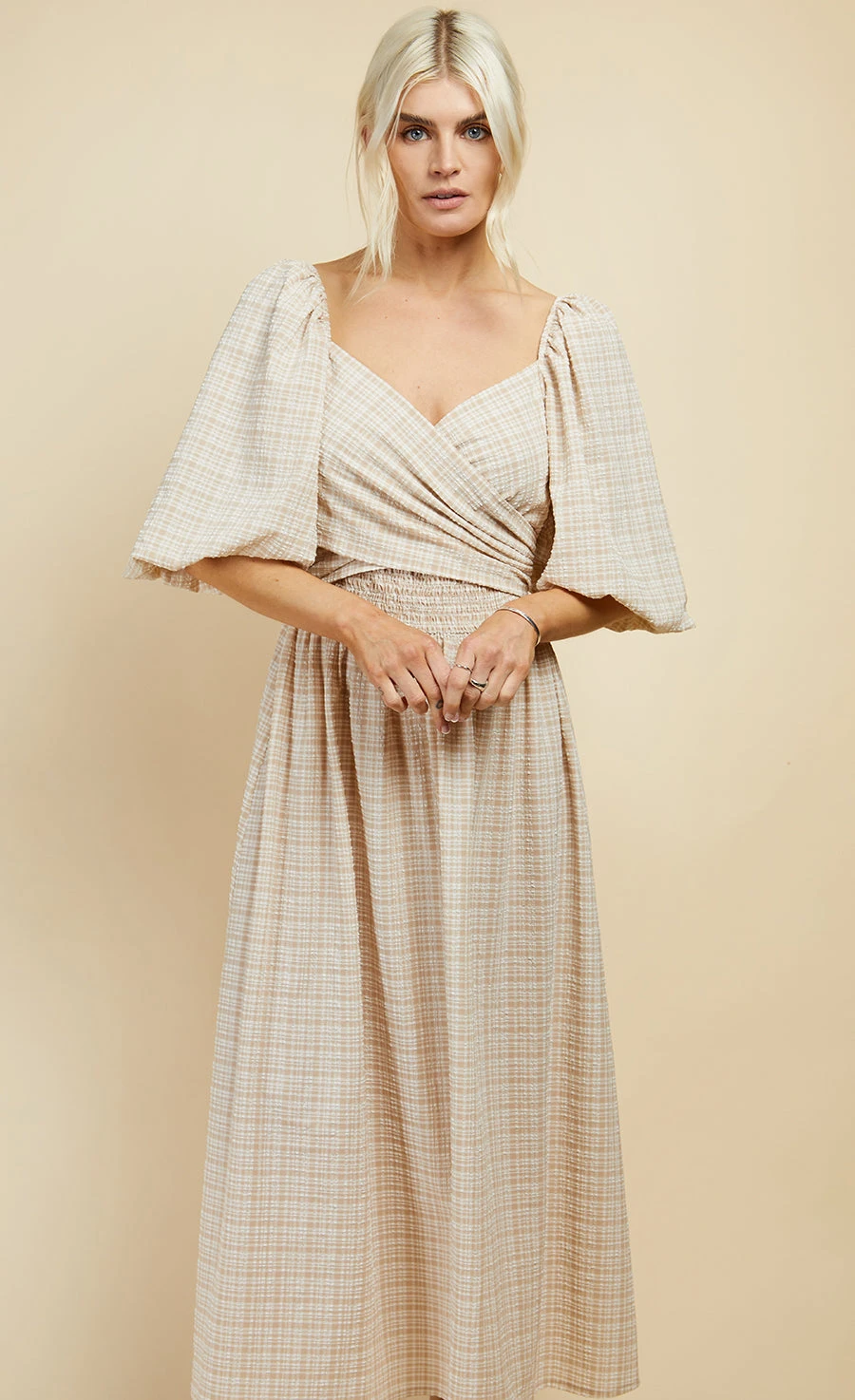 Little Mistress Beige Check Multiway Midi Dress 10 Little Mistress Beige Check Multiway Midi Dress - Image 8
