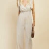 Little Mistress Beige Check Tie Strap Jumpsuit -Occasion Couture Shop D3401061A 1