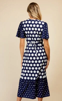 Little Mistress Navy Spot Mix Midi Dress -Occasion Couture Shop D34026R2A 4