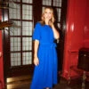 Little Mistress Royal Blue Puff Sleeve Midaxi Dress By Vogue Williams