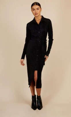 Little Mistress Black Plisse Midi Shirt Dress By Vogue Williams -Occasion Couture Shop D34169C1A 1