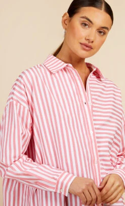 Little Mistress Pink Multi Stripe Oversized Shirt By Vogue Williams 8 Little Mistress Pink Multi Stripe Oversized Shirt By Vogue Williams -Occasion Couture Shop D34170Q1A 3