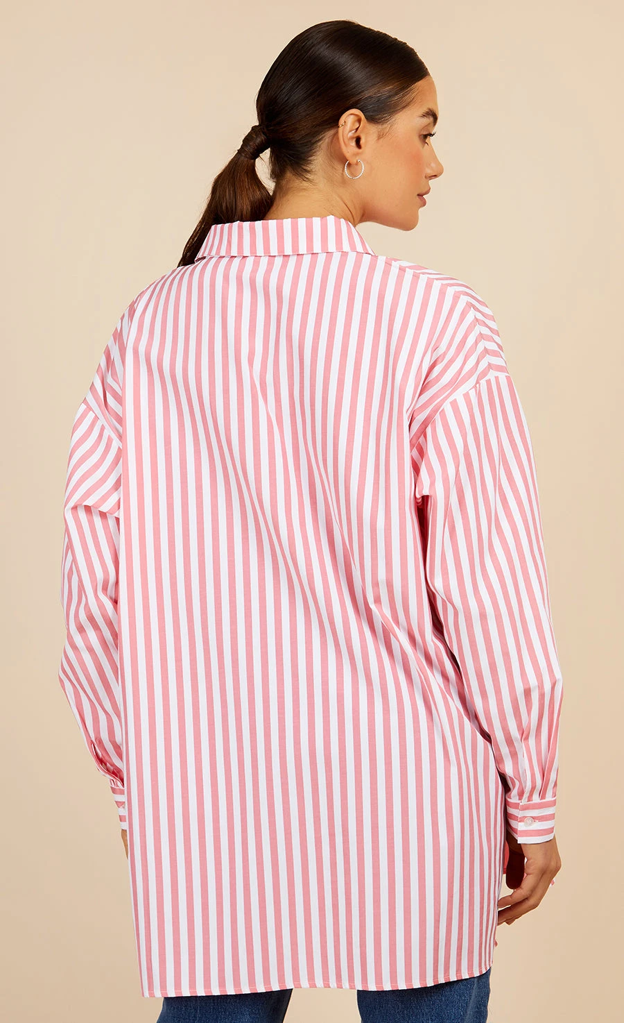 Little Mistress Pink Multi Stripe Oversized Shirt By Vogue Williams 7 Little Mistress Pink Multi Stripe Oversized Shirt By Vogue Williams - Image 5