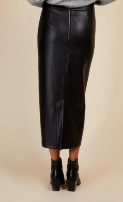 Little Mistress Black PU Midi Pencil Skirt By Vogue Williams -Occasion Couture Shop D34173R1A 4