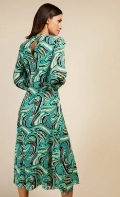 Little Mistress Green Retro Print Midaxi Smock Dress By Vogue Williams -Occasion Couture Shop D34176R1A 4