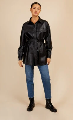Little Mistress Black PU Overshirt By Vogue Williams -Occasion Couture Shop D34181Q1A 1