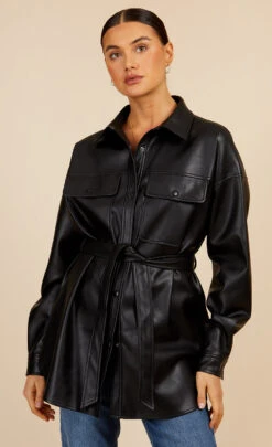 Little Mistress Black PU Overshirt By Vogue Williams -Occasion Couture Shop D34181Q1A 2