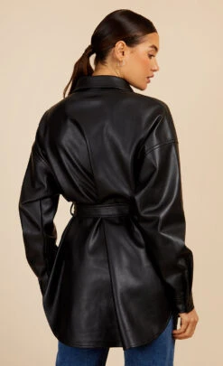 Little Mistress Black PU Overshirt By Vogue Williams -Occasion Couture Shop D34181Q1A 4