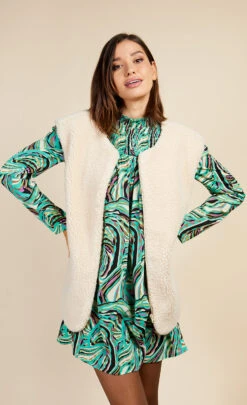 Little Mistress Cream Borg Gilet By Vogue Williams -Occasion Couture Shop D34182Q1A 2