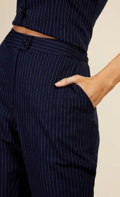 Little Mistress Navy Pinstripe Trousers By Vogue Williams -Occasion Couture Shop D34185Q1A 3