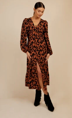 Little Mistress Leopard Print Blouson Sleeve Midaxi Dress By Vogue Williams -Occasion Couture Shop D34189R1A 1