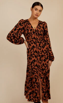 Little Mistress Leopard Print Blouson Sleeve Midaxi Dress By Vogue Williams -Occasion Couture Shop D34189R1A 2