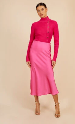 Little Mistress Pink Satin Midi Slip Skirt By Vogue Williams -Occasion Couture Shop D34192C1A 1
