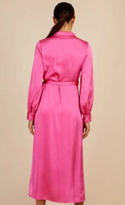 Little Mistress Pink Satin Midaxi Mock Wrap Dress By Vogue Williams -Occasion Couture Shop D34193R1A 4