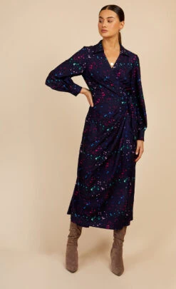 Little Mistress Navy Star Print Midaxi Mock Wrap Dress By Vogue Williams -Occasion Couture Shop D34193R2B 1