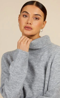 Little Mistress Grey Metallic Knit Roll Neck Jumper By Vogue Williams -Occasion Couture Shop D34199Q1A 3