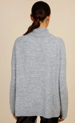 Little Mistress Grey Metallic Knit Roll Neck Jumper By Vogue Williams -Occasion Couture Shop D34199Q1A 4