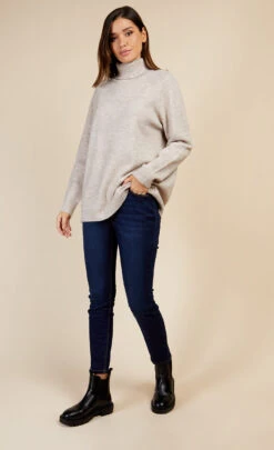 Little Mistress Oatmeal Knit Roll Neck Jumper By Vogue Williams -Occasion Couture Shop D34199Q2A 1