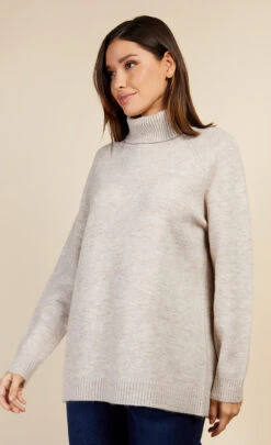 Little Mistress Oatmeal Knit Roll Neck Jumper By Vogue Williams -Occasion Couture Shop D34199Q2A 2