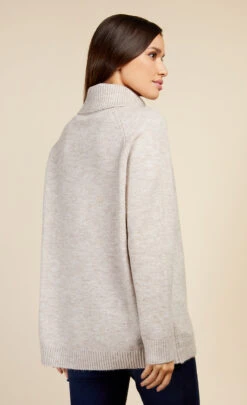 Little Mistress Oatmeal Knit Roll Neck Jumper By Vogue Williams -Occasion Couture Shop D34199Q2A 4