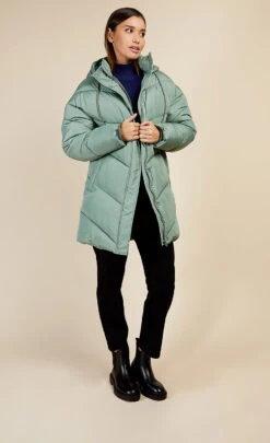 Little Mistress Sage Chevron Puffer Coat By Vogue Williams -Occasion Couture Shop D34204Q1A 1