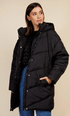 Little Mistress Black Chevron Puffer Coat By Vogue Williams -Occasion Couture Shop D34204Q2A 2