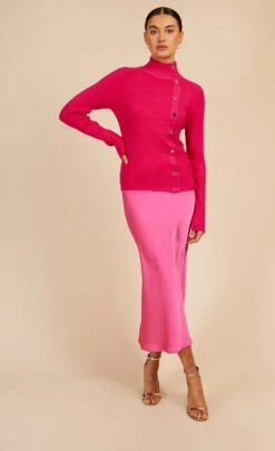 Little Mistress Pink Ribbed Knit Button Detail Jumper By Vogue Williams -Occasion Couture Shop D34208Q1A 1