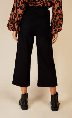 Little Mistress Black Cropped Wide Leg Denim Jeans By Vogue Williams -Occasion Couture Shop D34210Q1A 4